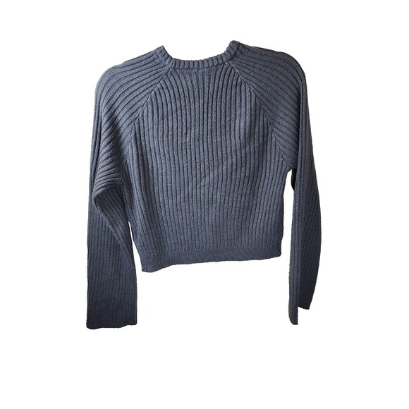 ​H&M Divided Womens Size S Gray Cropped Ribbed Knit Cardigan Sweater - Picture 3 of 6